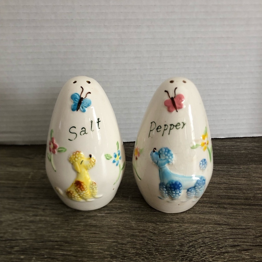 Vtg Poodle Salt and Pepper Shakers